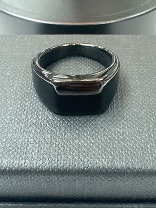 Anillo acero negro tipo sello T13