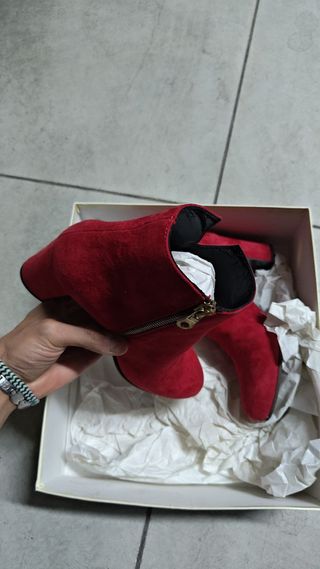 Stivaletti Rossi Camoscio Tacco 38