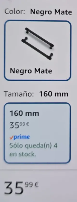 10 Tiradores negros para armario (metal).