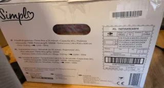 Microondas Grill Simpl SMG20L-24 Blanco. Sin Usar.