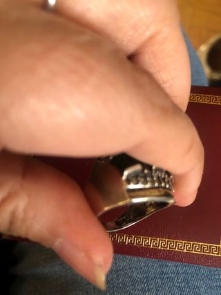 Anillo Plata Oro con Piedras Verdes