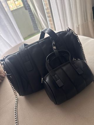 Bolso y mini bolso cilíndrico ZARA negro