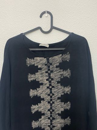 Jersey fino Pull&Bear negro y gris Talla My