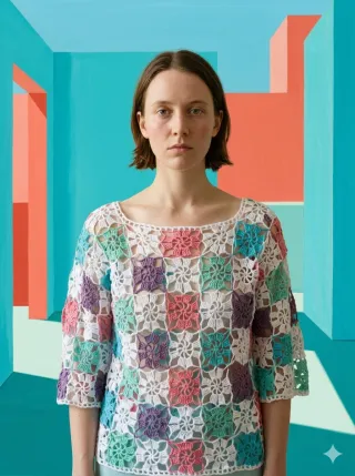 Blusa crochet multicolor talla única