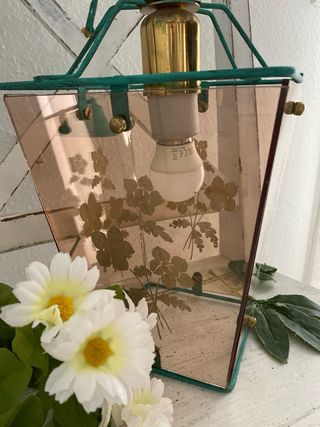 Lámpara vintage cristal y metal azul turquesa