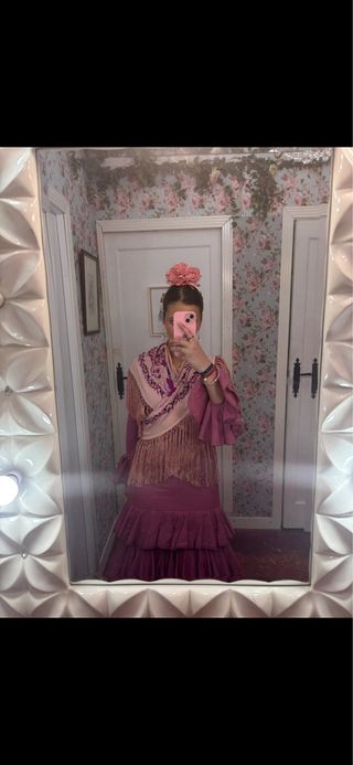 Traje Gitana/Flamenca Micaela Villa Rosa Viejo