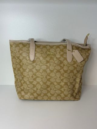 Borsa Coach New York Beige/Marrone