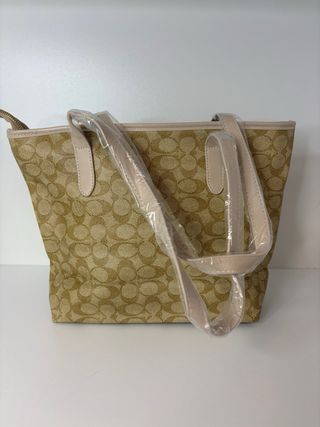 Borsa Coach New York Beige/Marrone
