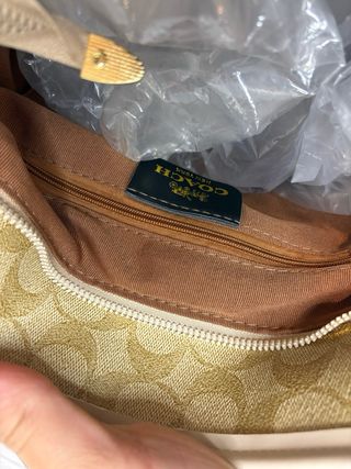 Borsa Coach New York Beige/Marrone