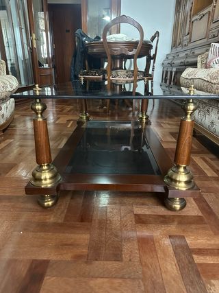Mesa de centro antigua madera y cristal