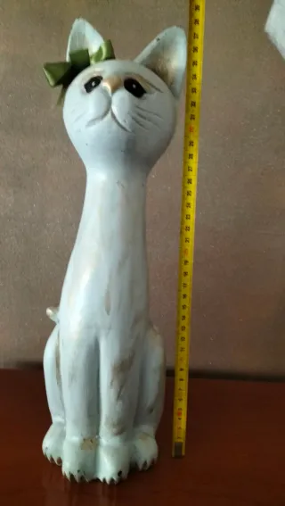 Set 2 Gatti Statue Legno Dipinte