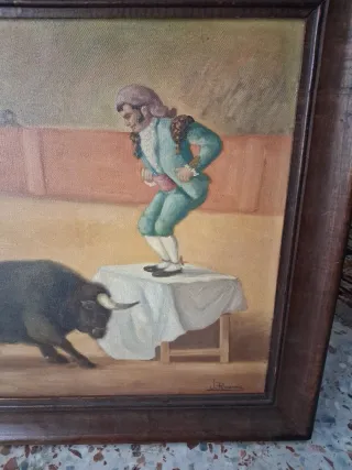 Quadri taurini in legno 56x48, olio su tela