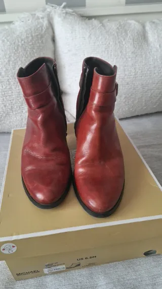 Botines Piel Rojo Oscuro Talla 37