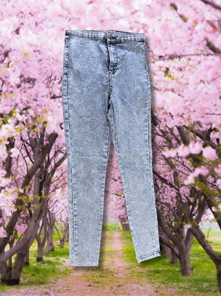 Pantalón talle alto azul desteñido