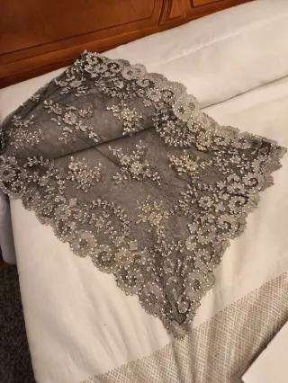 Chal lentejuelas vintage negro y plata