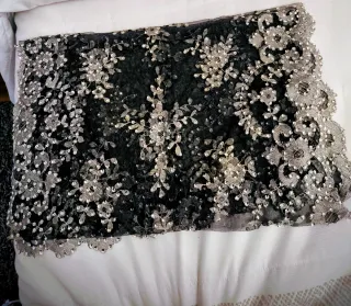 Chal lentejuelas vintage negro y plata