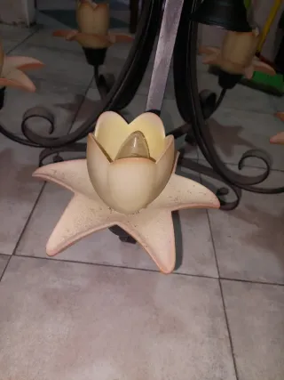 Lámpara de forja con 5 tulipas