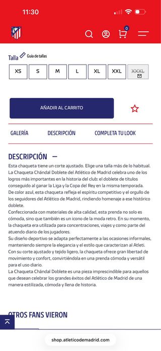 Chaqueta Retro Atlético de Madrid Azul y Roja