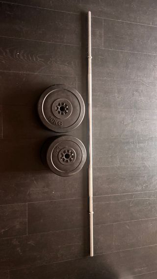 Barra Gimnasio 20kg + Discos 2x10kg y 4x5kg