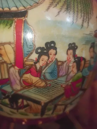 Jarrón chino vintage decorado