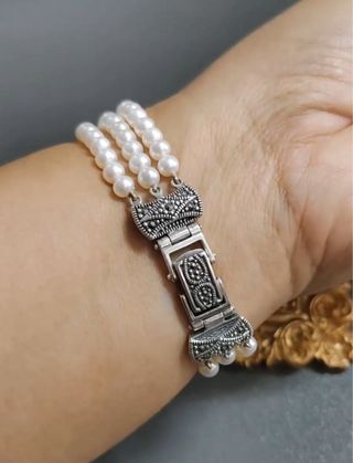 Reloj Plata 925 Perlas Naturales Marcasita