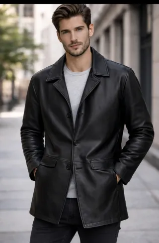 Chaqueta Americana Piel Negra Talla XXL poco uso