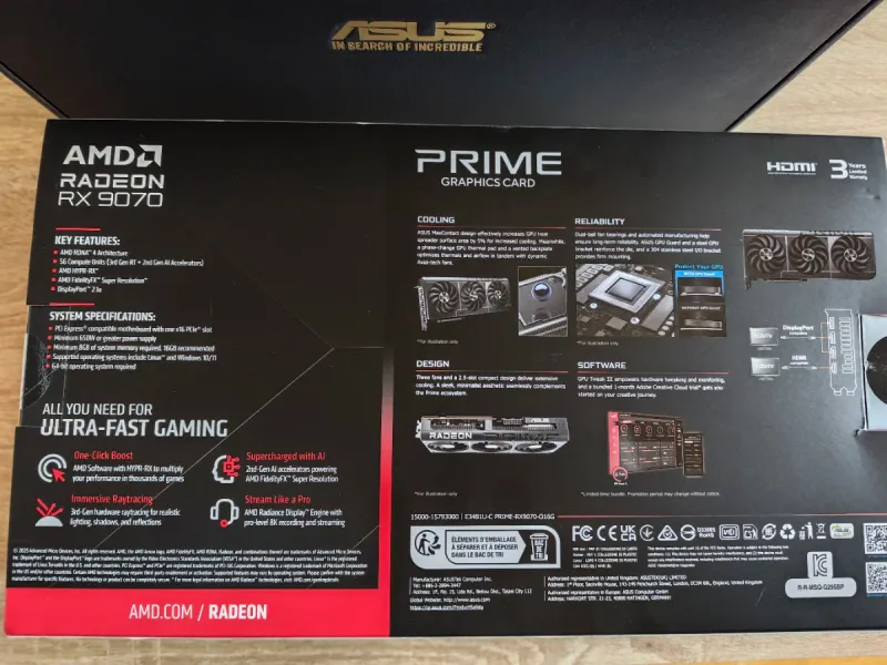 ASUS Radeon RX 9070 PRIME 16GB OC GARANTÍA afbeelding 2