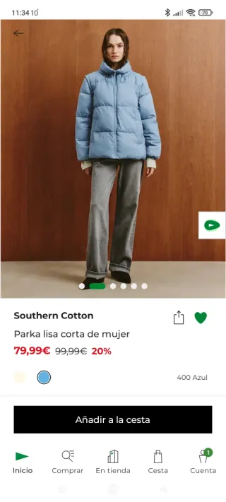 Chaqueta acolchada azul talla S