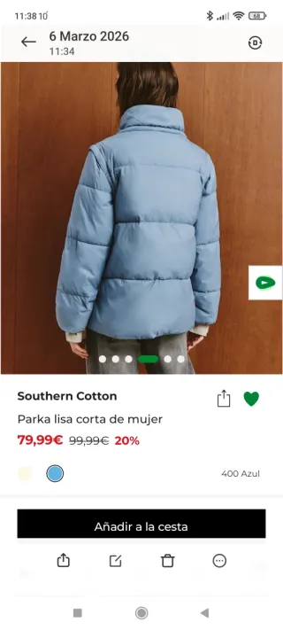 Chaqueta acolchada azul talla S