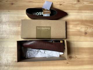 Bailarinas Gioseppo Piel Burdeos Tacón Dorado