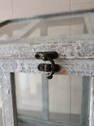 Mini invernadero decorativo cristal y madera