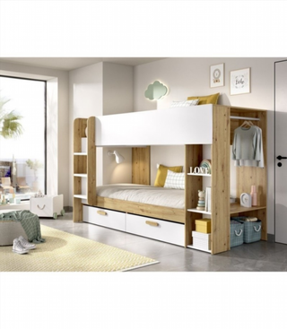 Litera 2 Cajones Estantería Y Armario. Nordic/Bla