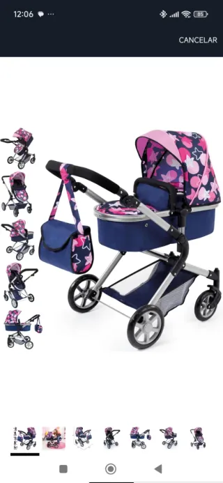 2 Passeggini per Bambole con Tutti gli Accessori Inclusi