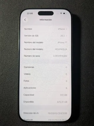 iPhone 17 512GB Plata/Gris Espacial