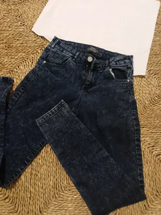 Conjunto Blusa Blanca, Jeans T. XS