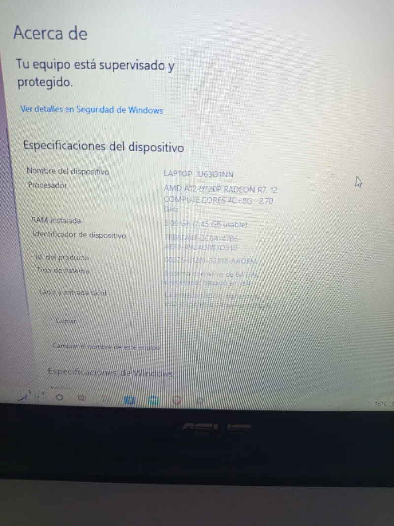 Portátil Asus 8GB RAM 256GB SSD afbeelding 4