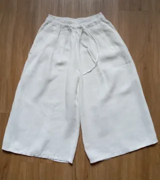 Pantaloni lino donna gamba ampia. Taglia M.