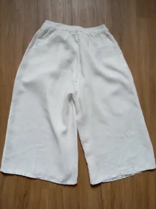 Pantaloni lino donna gamba ampia. Taglia M.