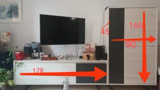 Mueble TV salón madera y metal