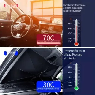 Parasol para coche tipo paraguas plegable