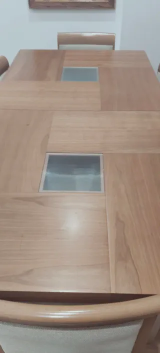 Mesa comedor roble y cristal