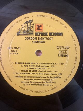 Gordon Lightfoot Sundown LP