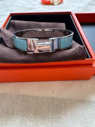 Pulsera H Hermes Azul y Plateada