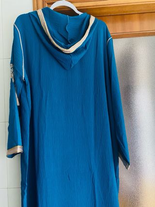 Vestido fiesta y l3id azul y oro