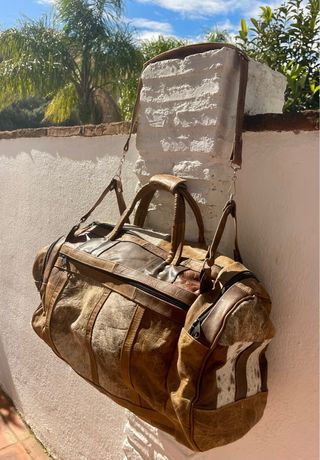 Bolso de viaje piel y pelo de vaca