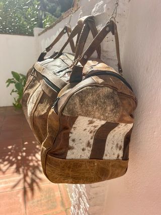 Bolso de viaje piel y pelo de vaca