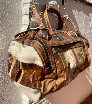 Bolso de viaje piel y pelo de vaca