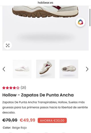 Zapatillas HOBIBEAR punta ancha t.38 Beige/rojo