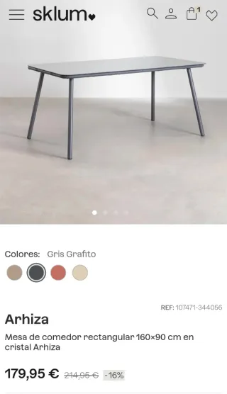 Mesa de comedor Arhiza cristal negro