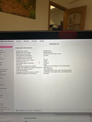 MacBook Air 2018 13” 128GB Batería 170 ciclos